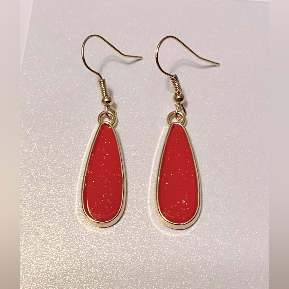 Druzy Teardrop Stainless Steel Earrings